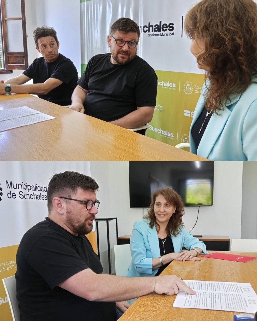 Luis Zamateo, Pablo Pinotti y Mariela Foschia durante la celebración del acuerdo.