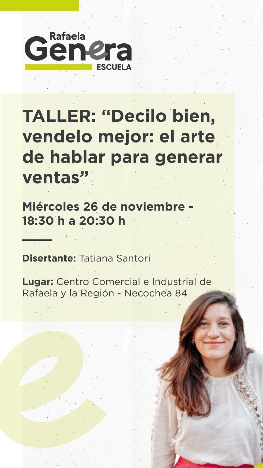 Es importante aclarar que los talleres son presenciales y no quedan grabados.