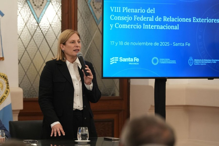 La vicegobernadora Gisela Scaglia al participar del Plenario del Consejo Federal de Relaciones Exteriores y Comercio Internacional en Santa Fe. (FOTO SCS)