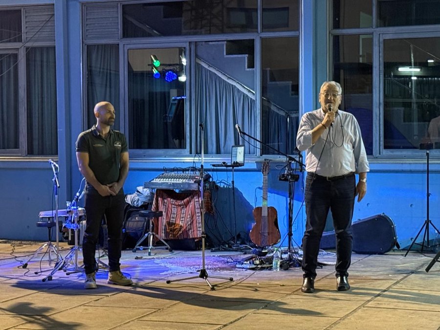 Andr&eacute;s Brarda y Alcides Calvo en el partido del Sindicato de la Carne de Rafaela. (FOTO PJ RAFAELA)