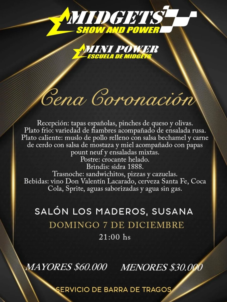Tarjeta de la "Cena Coronación" del próximo domingo en Susana.