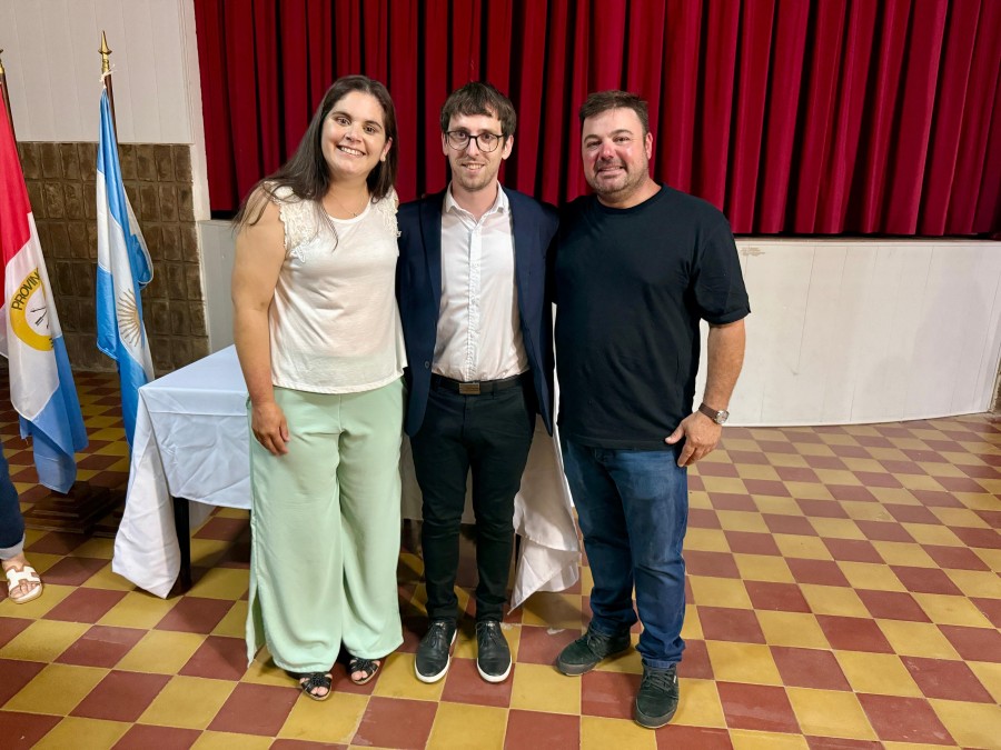 Amalia Ferrer, Lucas Fresneda y Marcos Salusso durante el acto.