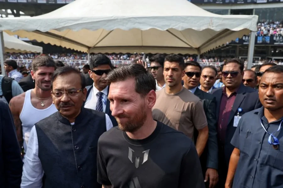 Messi en el estadio de Calcuta.