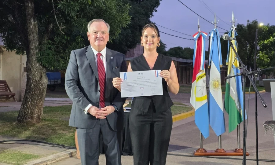 Felipe y Dianela Michlig durante la reciente ceremonia.
