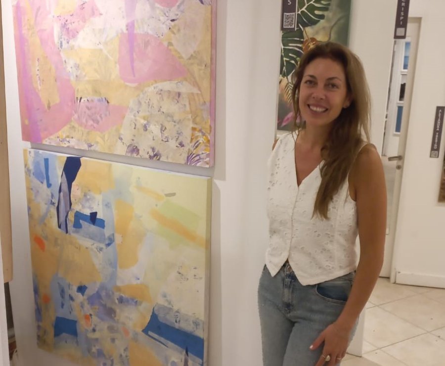 La artista rafaelina en la inauguraci&oacute;n de "Orbital".