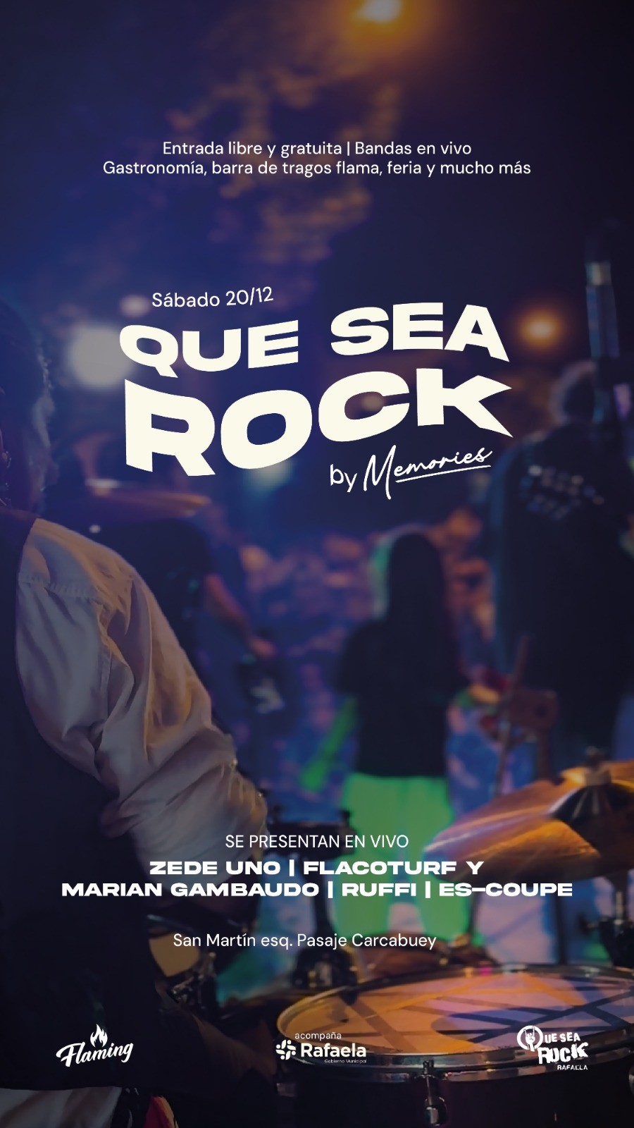 Cabe destacar que el evento es impulsado por Memories, Flaming y Que sea Rock y cuenta con el acompa&ntilde;amiento del Gobierno Municipal de Rafaela.