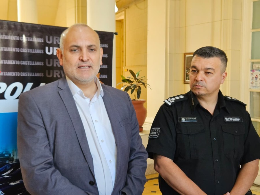 El subsecretario de An&aacute;lisis Criminal de la Provincia, Sebasti&aacute;n Montenotti y el jefe de la Unidad Regional V, Carlos Pagano.