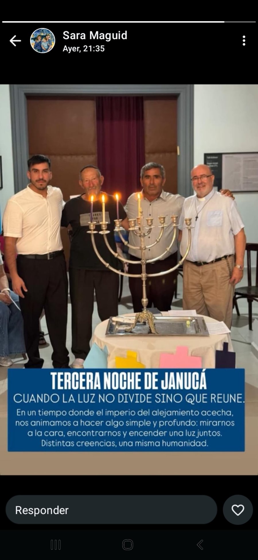 La teercera vela en el Encendido Ecum&eacute;nico.