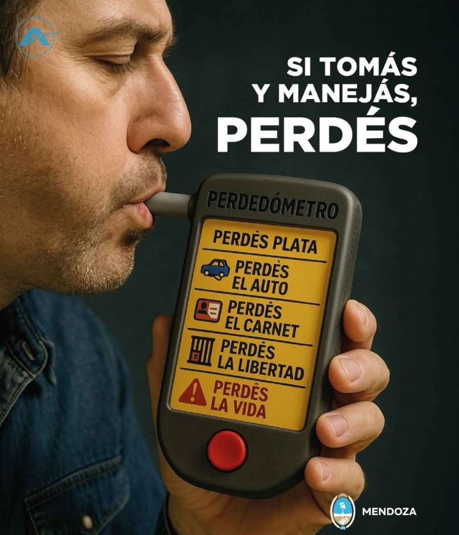 ADVERTENCIA. En Mendoza lanzaron recientemente una nueva campa&ntilde;a para concientizar sobre los riesgos de consumir alcohol al volante.