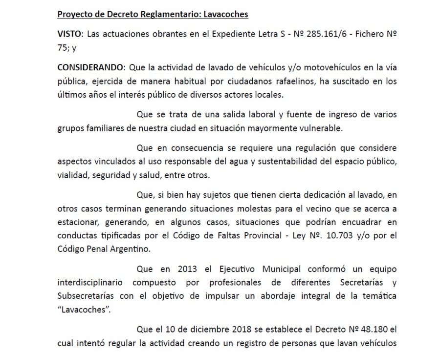 El proyecto de decreto que elabor&oacute; el Ejecutivo y que busca consensuar con autoridades del CCIRR. (FOTO LO)