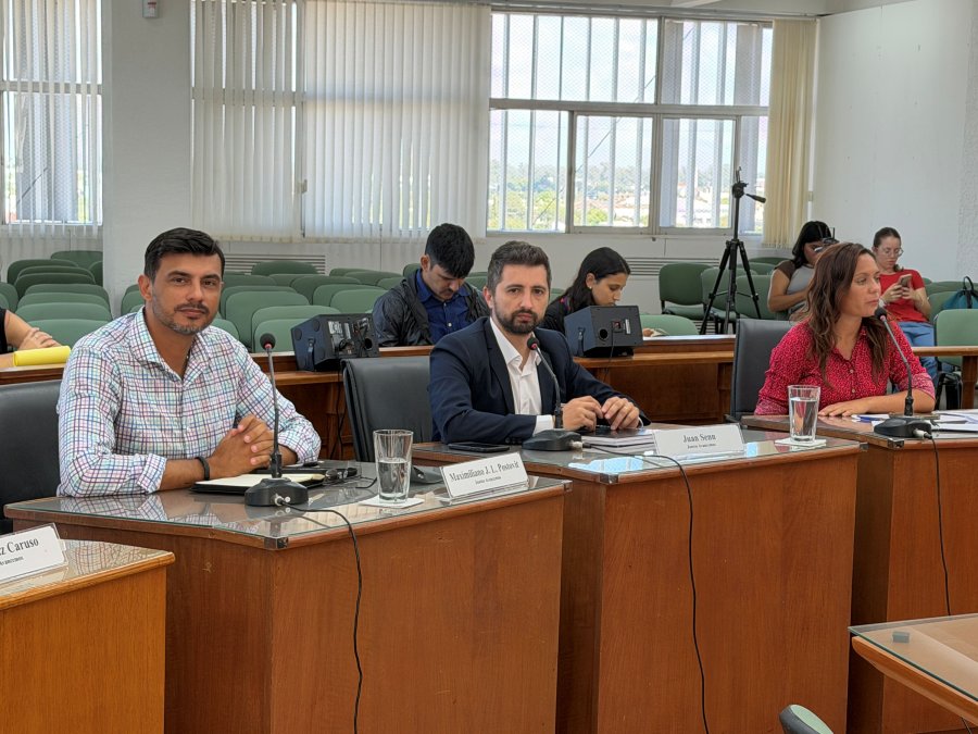 Los concejales del PJ Maximiliano Postovit, Juan Senn y Valeria Soltermam.