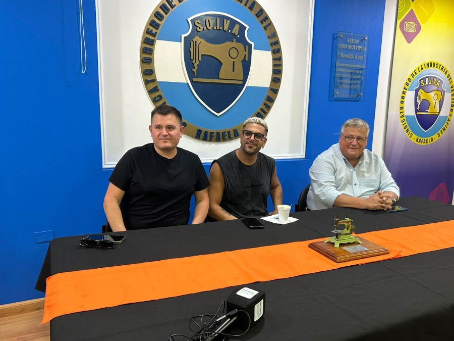 Marcelo Lombardo, Facundo Mazzei y Alexis Astore en la conferencia de prensa previa al SOIVA Moda.