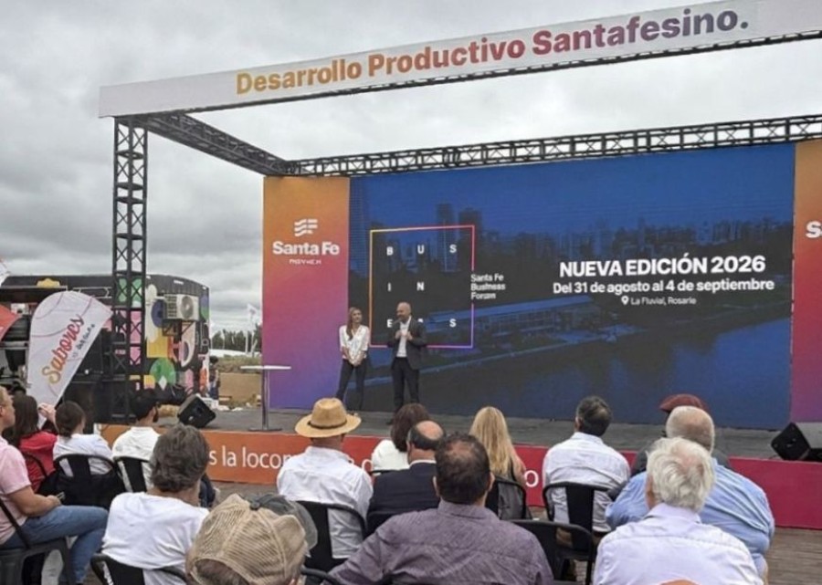 La presentaci&oacute;n de Losada y Puccini se desarroll&oacute; en el stand oficial de la Provincia de Santa Fe en Expoagro. (FOTO SCS)