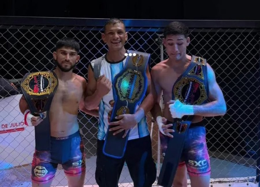 TRES CAMPEONES. Leandro Aguirre, Gast&oacute;n Dominguez y Juan Cruz Ramallo.