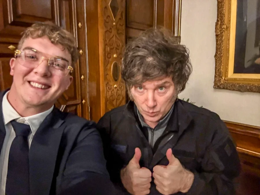 El presidente Javier Milei junto al empresario norteamericano Hayden Davis.