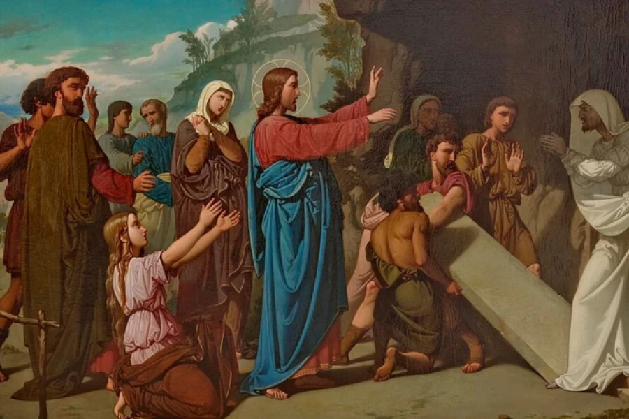 La resurrecci&oacute;n de L&aacute;zaro, pintura de Juan de Barroeta en el Museo del Prado en Madrid.