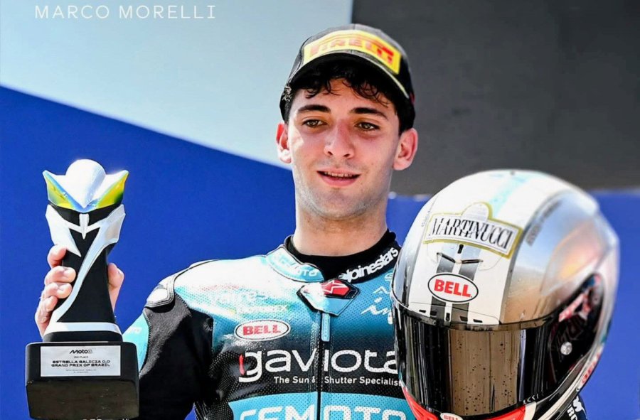Marco Morelli logr&oacute; su primer podio en el Mundial de Moto3.