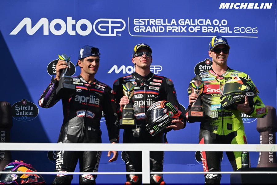 Jorge Mart&iacute;n (2&deg;), Marco Bezzecchi (1&deg;) y Fabio Di Giannantonio (3&deg;).