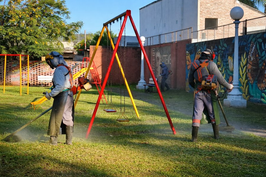 LIMPIEZA GENERAL. Las cuadrillas del &aacute;rea de Verde Urbano trabajan de manera continua realizando tareas de desmalezado.