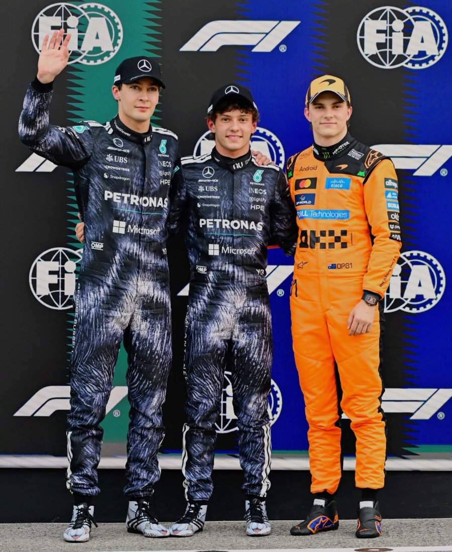 Russell (2&deg;), Antonelli (1&deg;) y Piastri (3&deg;) fueron los mejores en Suzuka.