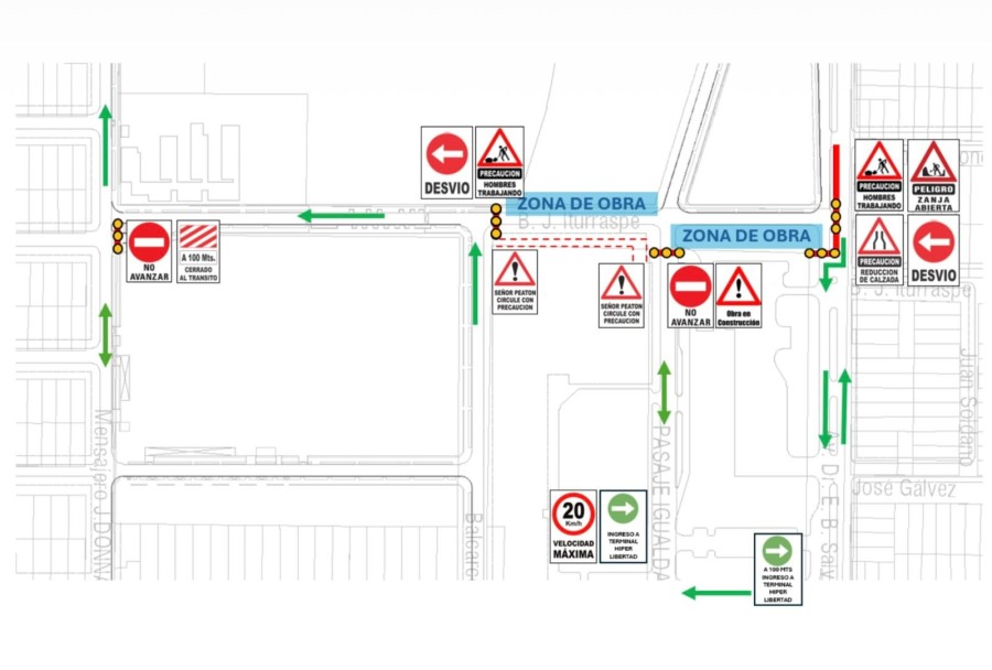 Corte total de calle Iturraspe en el tramo comprendido entre Balcarce y avenida Ernesto Salva.