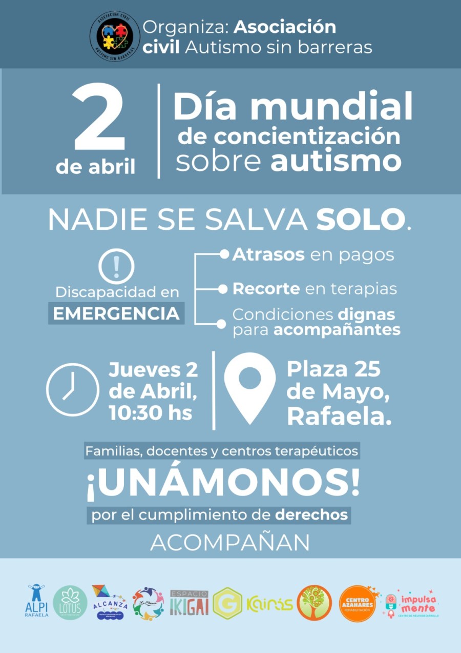 Actividad en Rafaela por el D&iacute;a Mundial de Concientizaci&oacute;n sobre el Autismo.