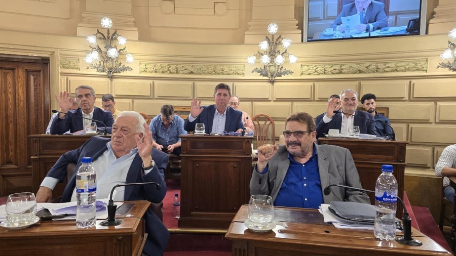 Osvaldo Sosa y Eduardo Rosconi en primera fija mientras que m&aacute;s atr&aacute;s se encuentran Armando Traferri, Rub&eacute;n Pirola y Alcides Calvo.