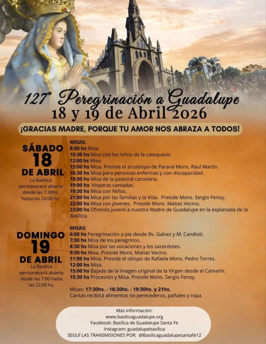 Los horarios de las distintas celebraciones.