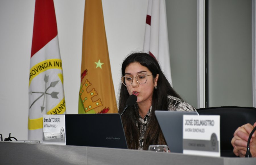 Brenda Torriri durante su alocuci&oacute;n.