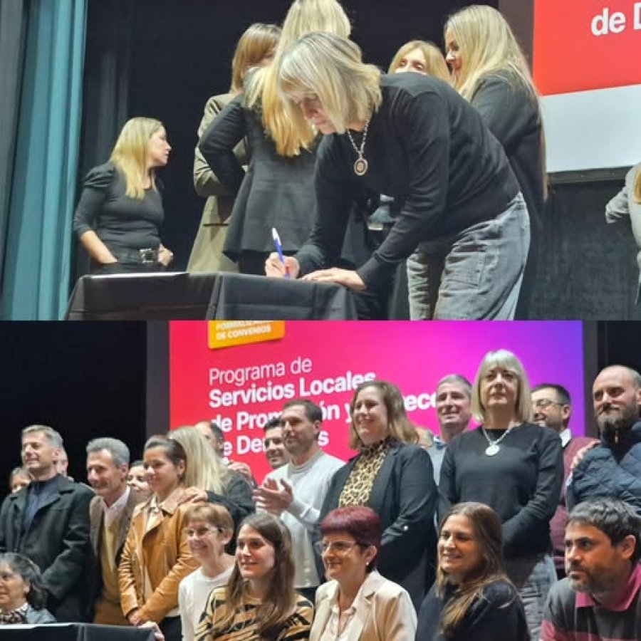 Firma de convenio y representantes de localidades participantes.