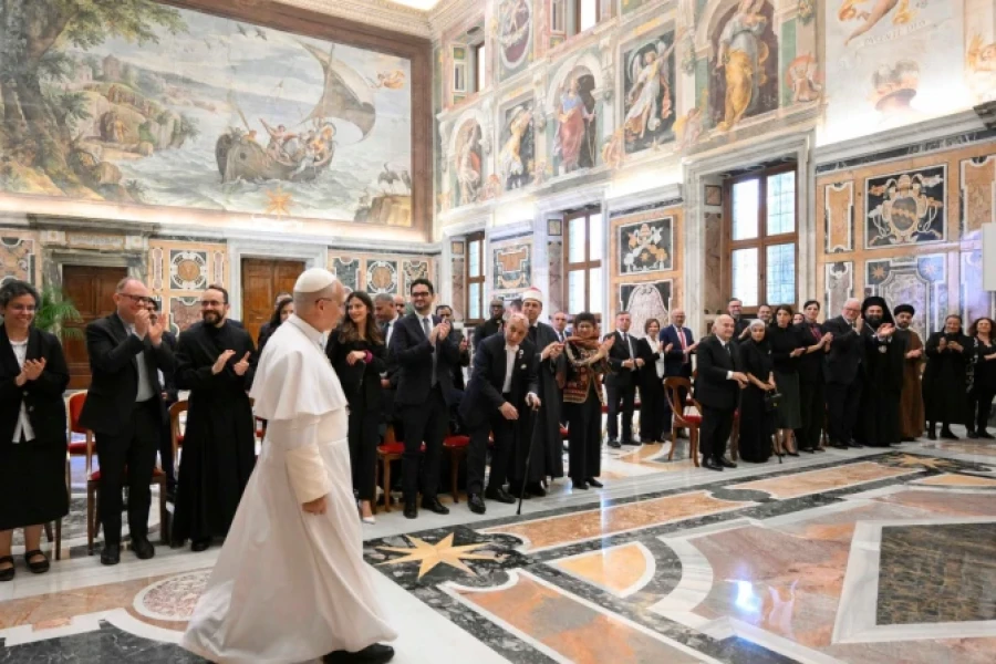 Le&oacute;n XIV durante la audiencia de esta ma&ntilde;ana en el Vaticano.