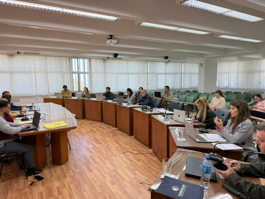 Los funcionarios del Ejecutivo durante la reuni&oacute;n en el Concejo. (FOTO PRENSA CONCEJO)