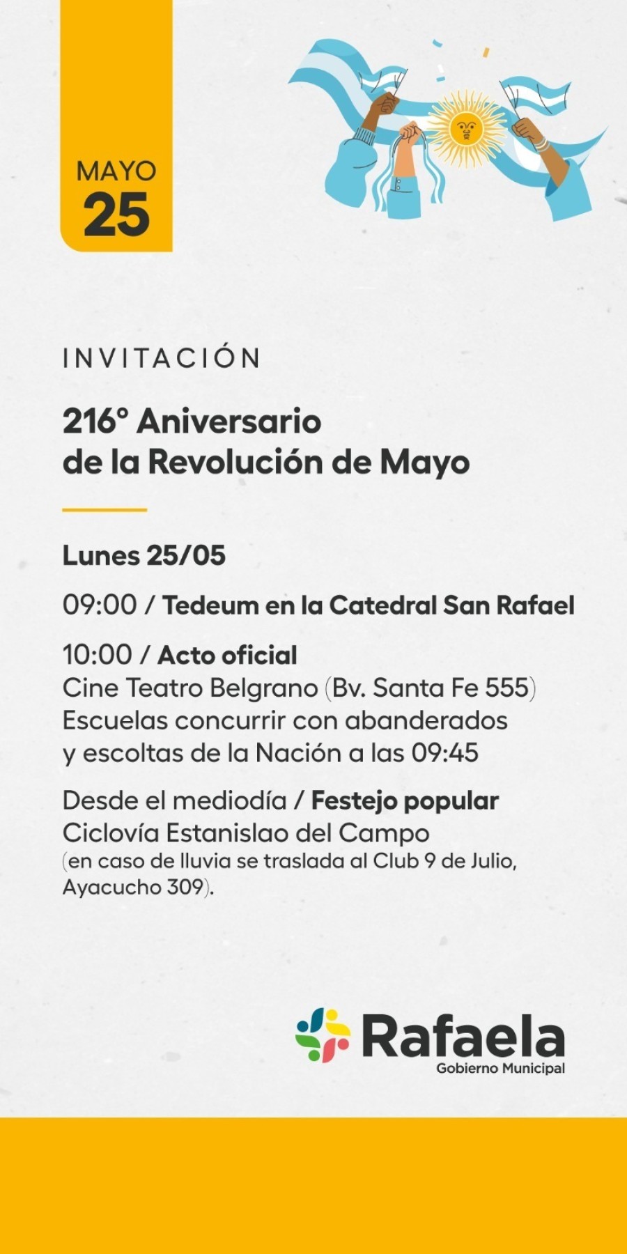 Actividades organizadas en el marco del 216&deg; aniversario de la Revoluci&oacute;n de Mayo.