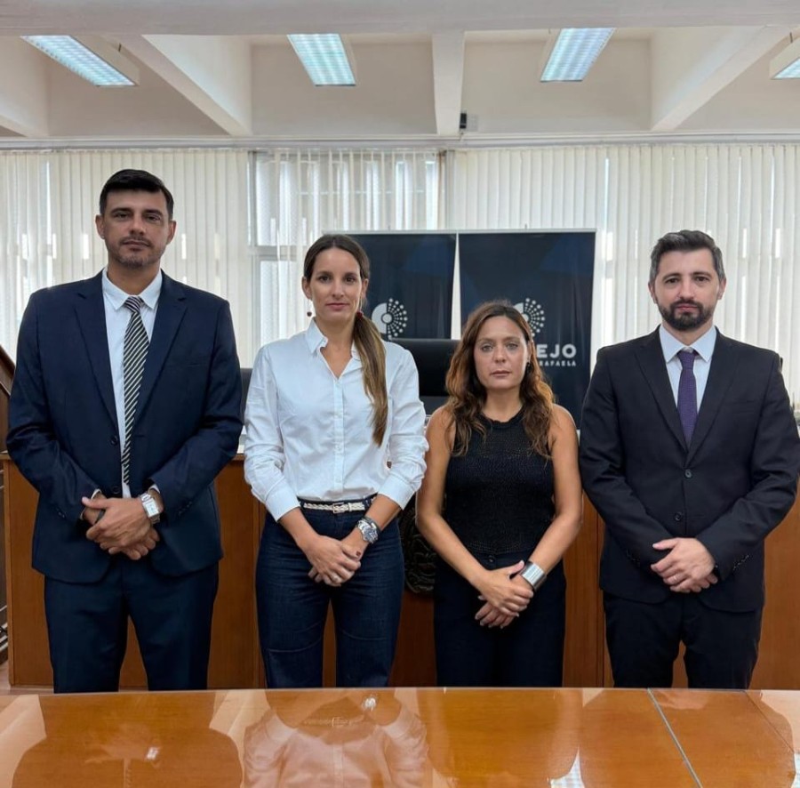 Los concejales del PJ, Maximiliano Postovit, Paz Caruso, Valeria Soltermam y Juan Senn.