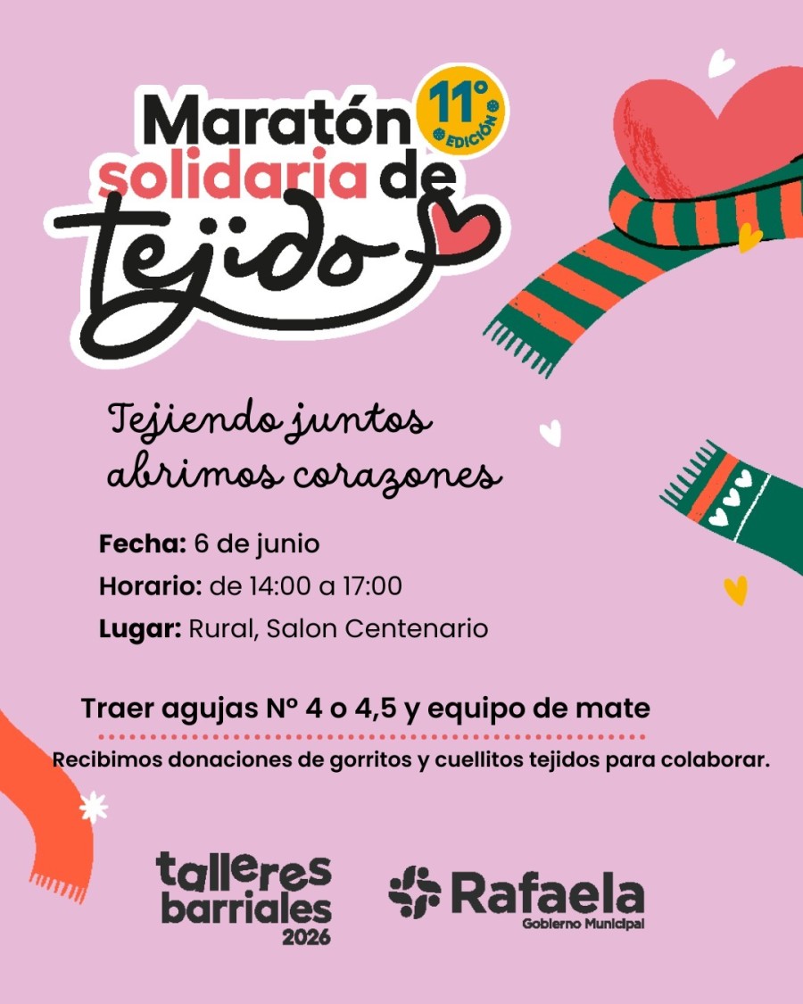 Desde la organizaci&oacute;n convocan a participar llevando agujas N&ordm; 4 o 4,5 y equipo de mate.