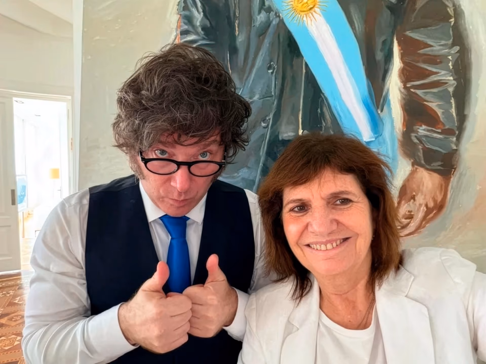 El presidente Javier Milei y la senadora Patricia Bullrich.