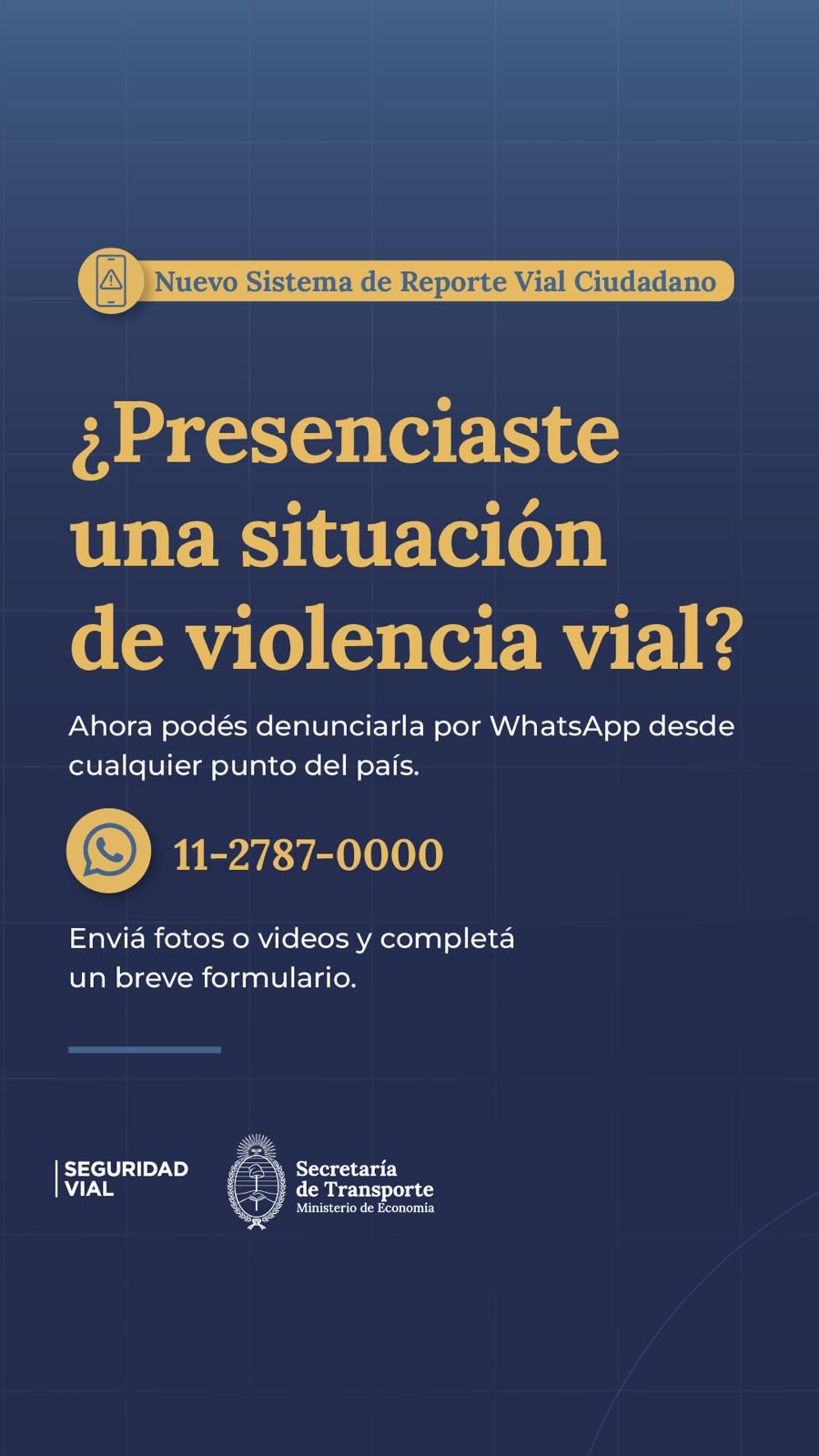 NUEVA HERRAMIENTA DIGITAL. Quienes presencien maniobras temerarias o infracciones graves podr&aacute;n enviar material audiovisual y datos del hecho mediante WhatsApp.