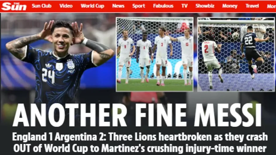 THE SUN. Uno de los medios m&aacute;s importantes reflej&oacute; la eliminaci&oacute;n inglesa.
