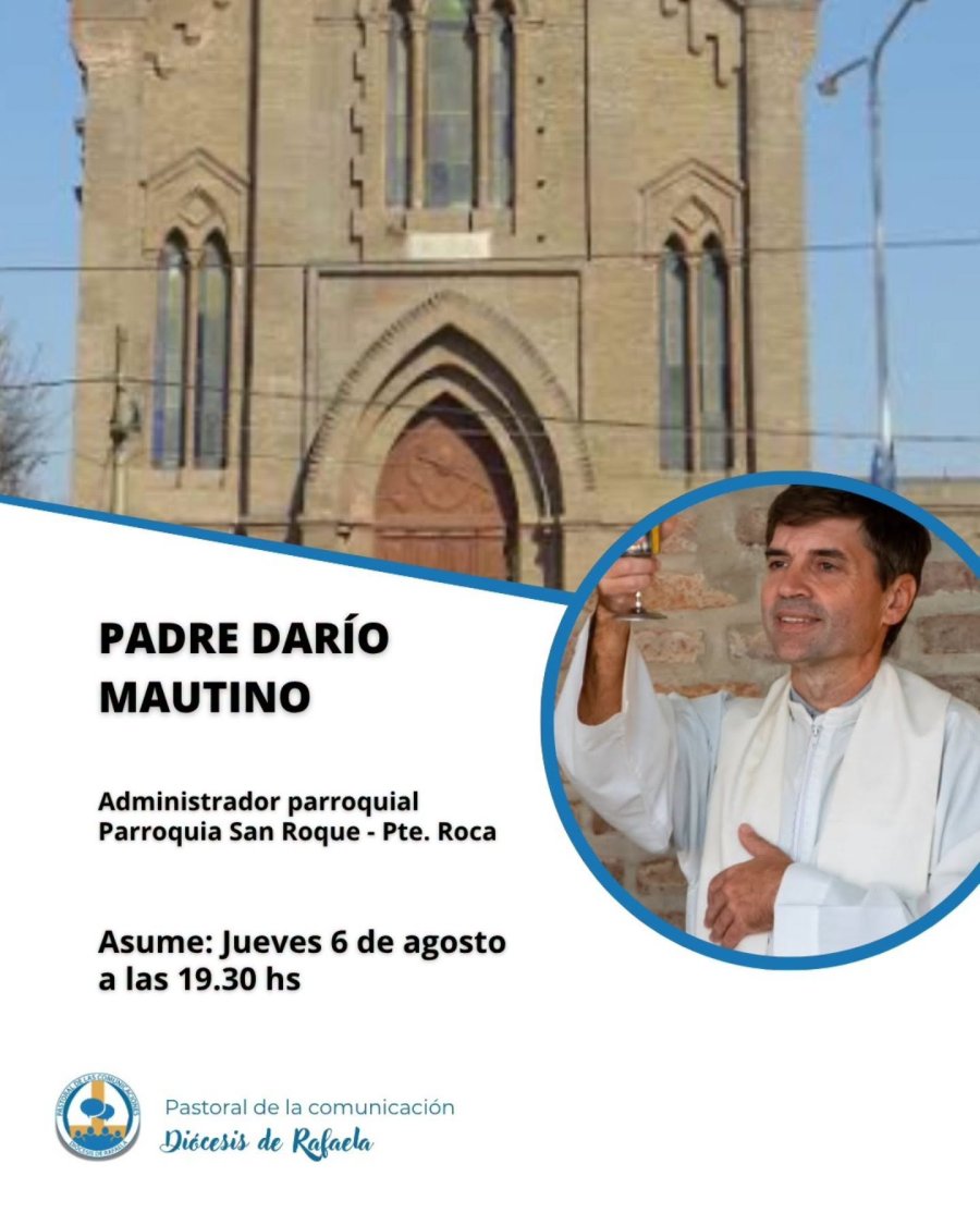 Padre Dar&iacute;o Mautino, hijo de Presidente Roca vuelve a su tierra natal.