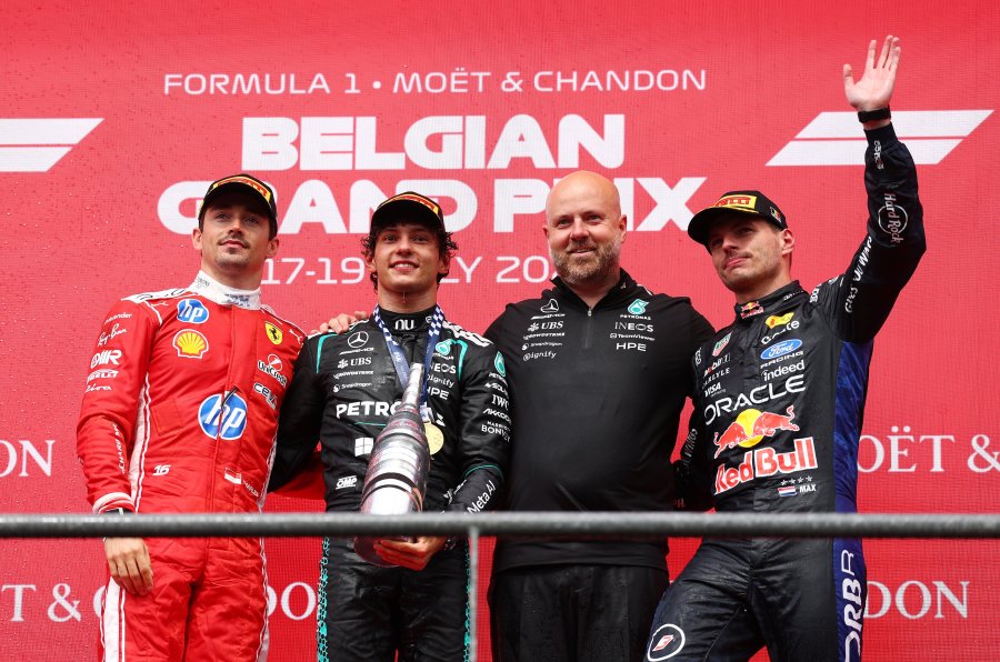 El podio del Gran Premio de B&eacute;lgica.