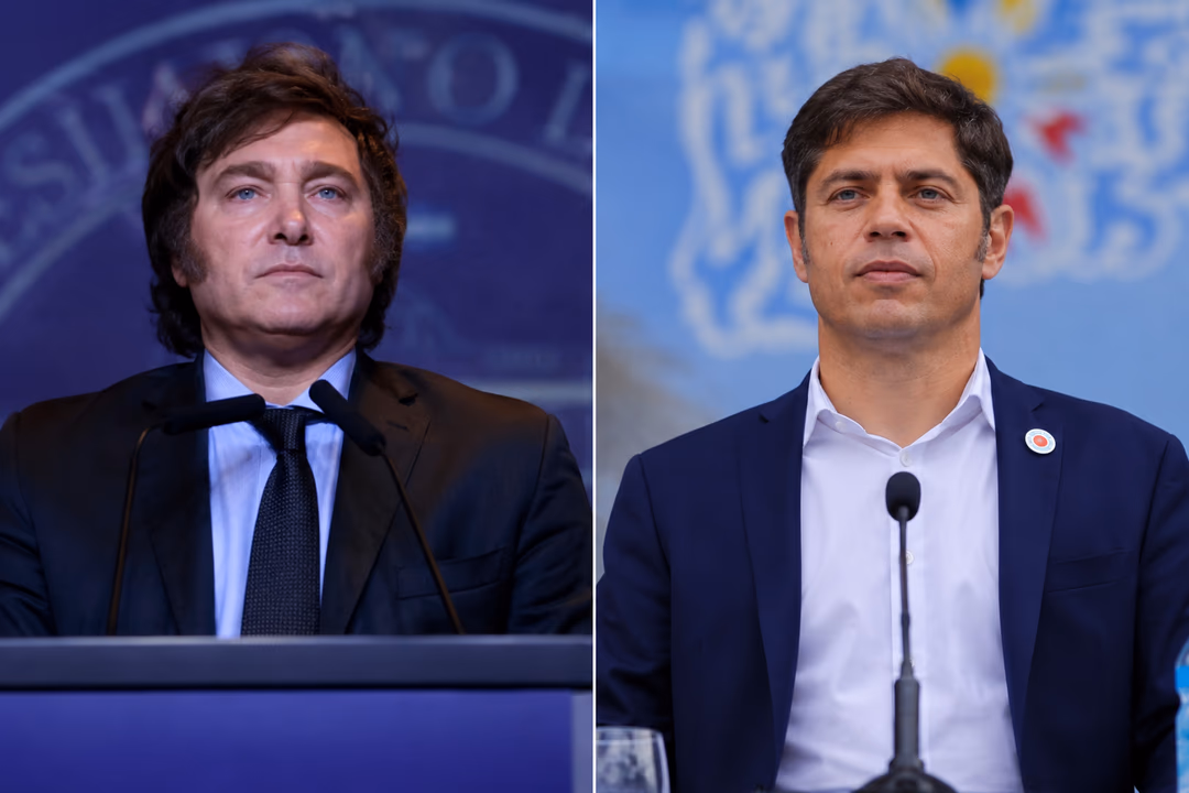 Javier Milei y Axel Kicillof, empatados en un eventual balotaje.