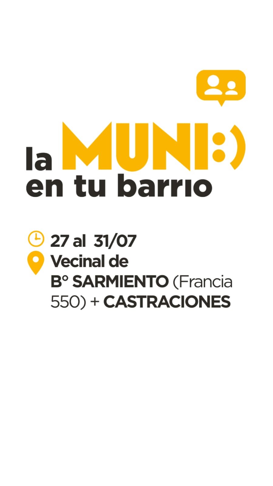 El dispositivo m&oacute;vil funcionar&aacute; en la Vecinal del barrio Sarmiento.