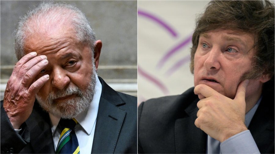 CRISIS DIPLOMATICA. El presidente de Brasil, Lula da Silva, junto a su par, Javier Milei.