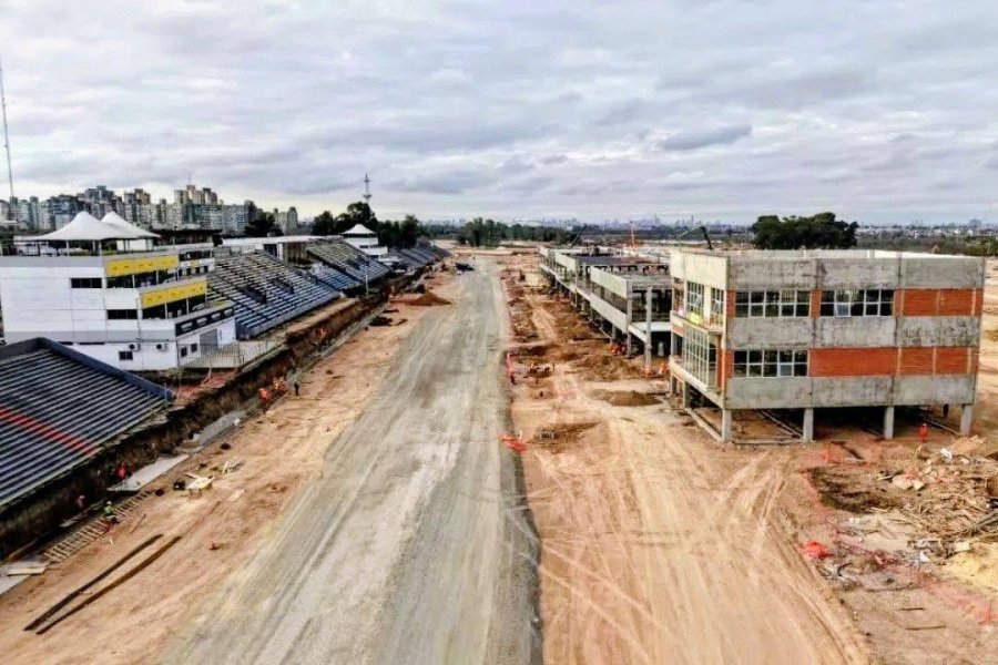 El actual estado que presenta el nuevo edificio de los boxes de Buenos Aires.