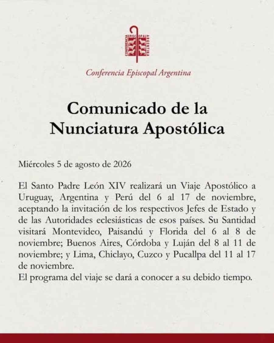 El anuncio de la visita.