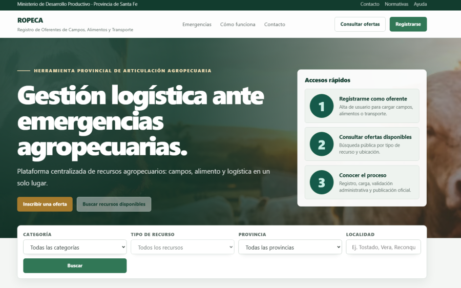 La implementaci&oacute;n del Ropeca se articula con la declaraci&oacute;n de Emergencia y/o Desastre Agropecuario establecida por el Decreto N&deg; 926/2026.