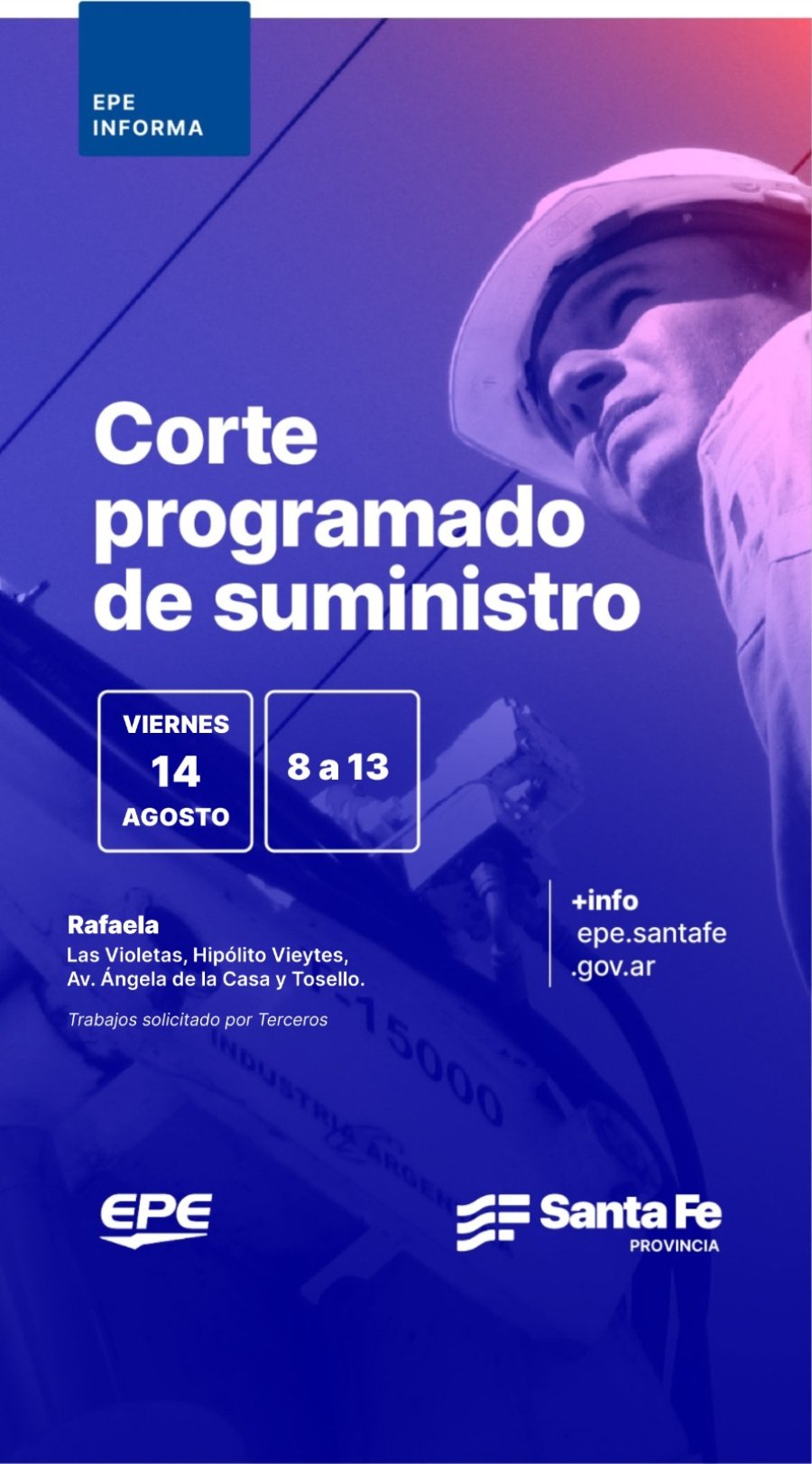 CORTES DE ENERGIA. La EPE realizar&aacute; ma&ntilde;ana trabajos programados en un sector de la ciudad.