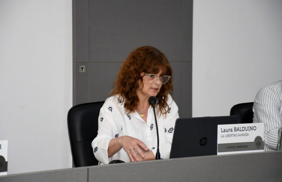 Laura Balduino en su banca.