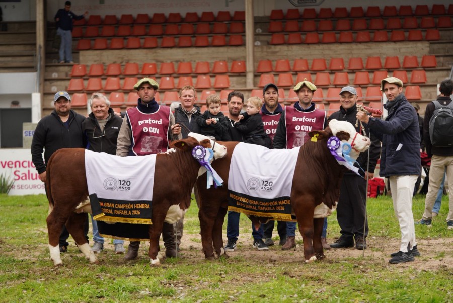 El Braford hizo su debut oficial en la ExpoRural de Rafaela con "sensacional &eacute;xito" seg&uacute;n coincidieron en se&ntilde;alar los caba&ntilde;eros. (FOTO PRENSA SRR)