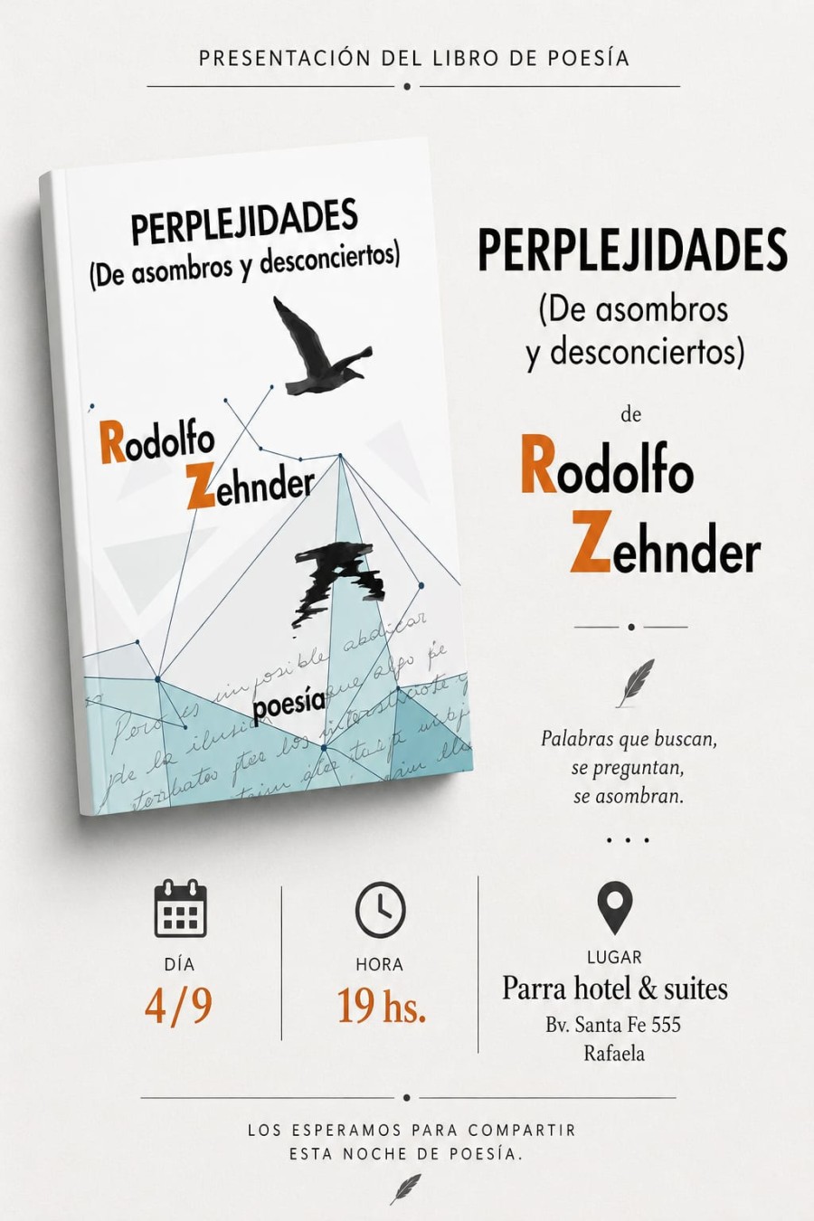 Presentaci&oacute;n del nuevo libro de poes&iacute;a del abogado y escritor rafaelino.